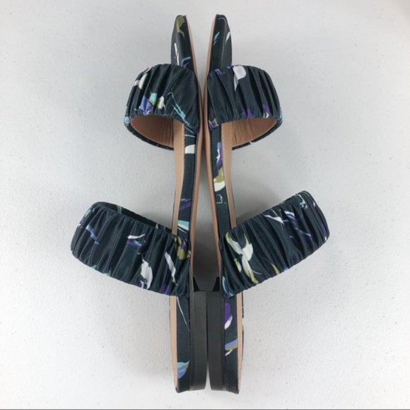 Lewit Elena Rushed Slide Navy Floral Sandals 39.5 - Picture 8 of 9